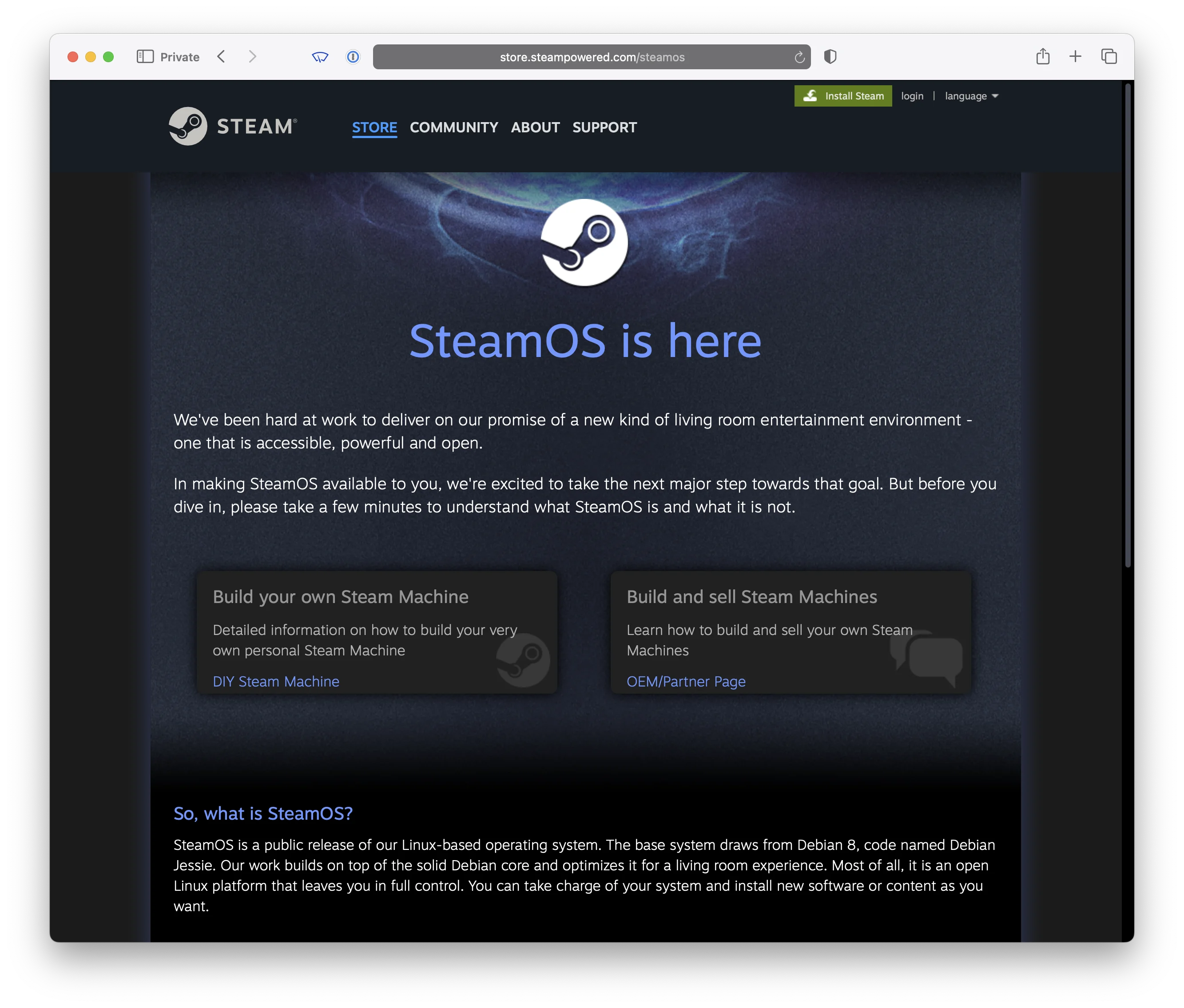 The ancient Debian-based SteamOS