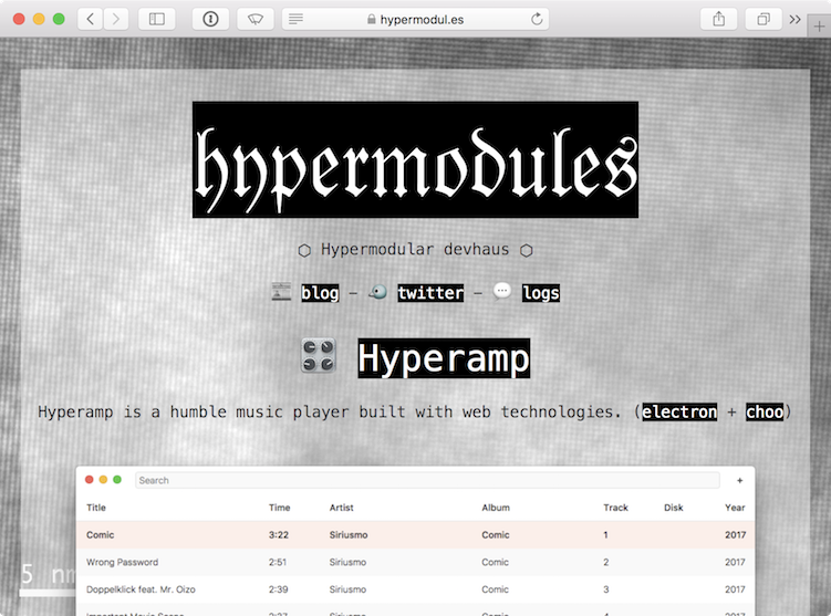 Screenshot of hypermodules website