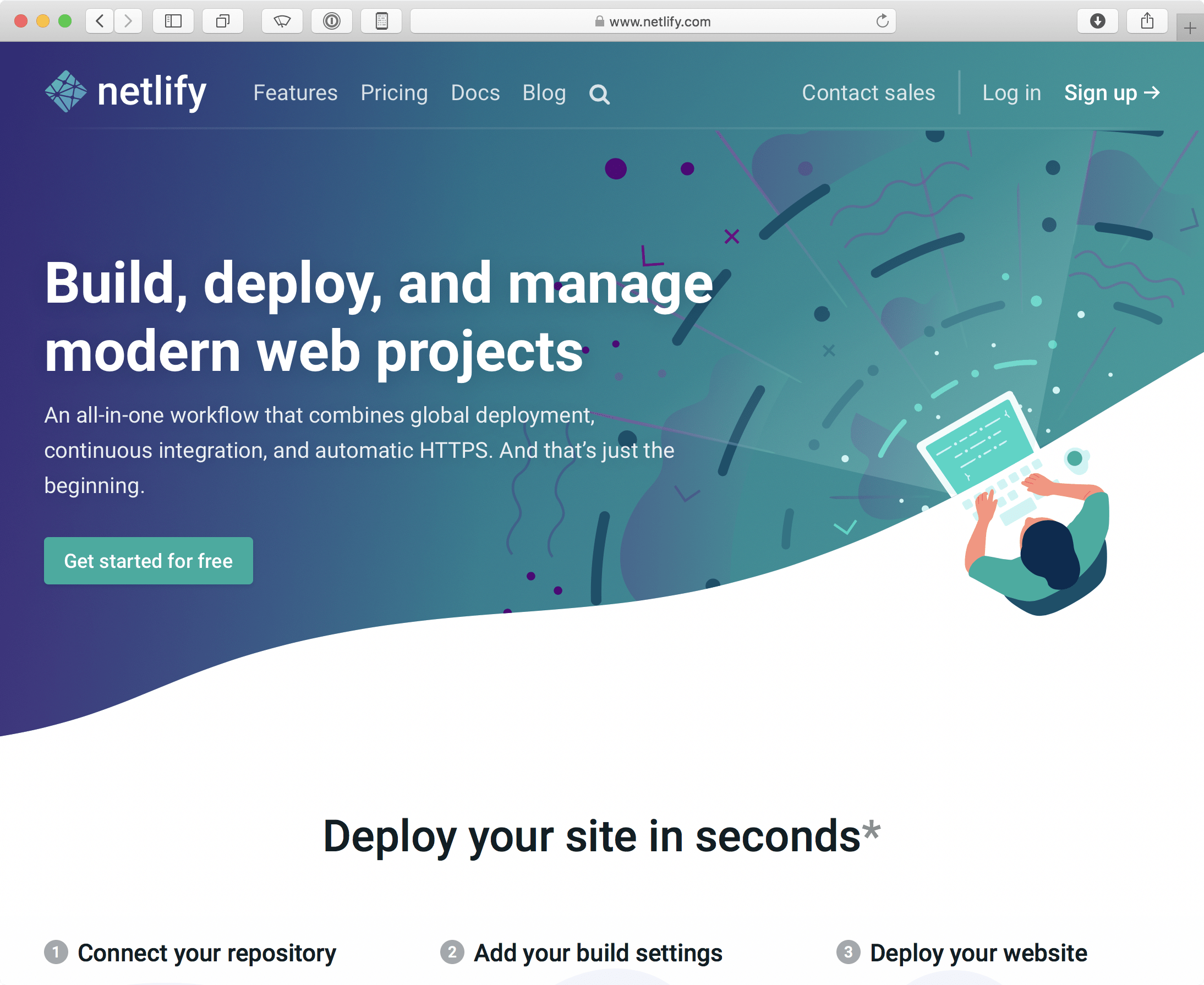 Screenshot of Netlify website
