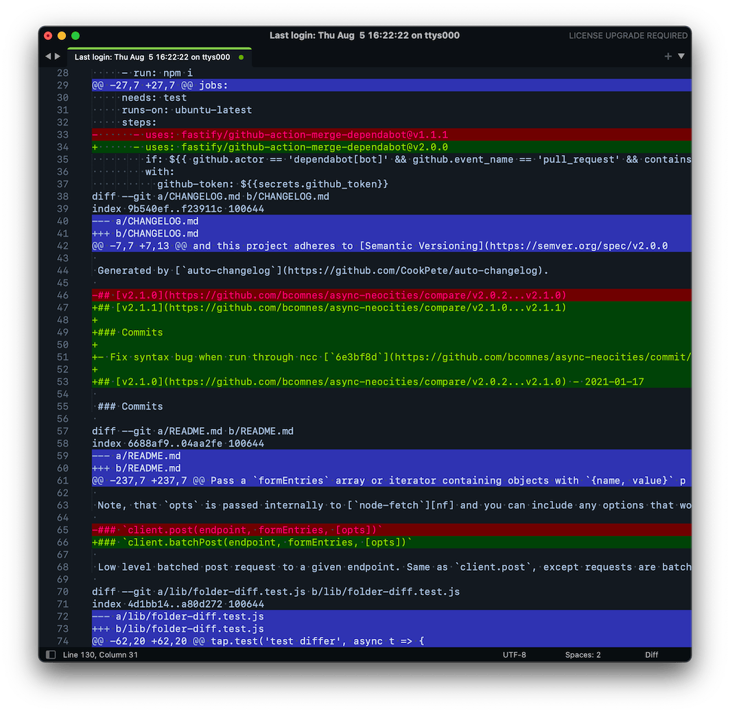 Tron Legacy 4 diff Syntax Example