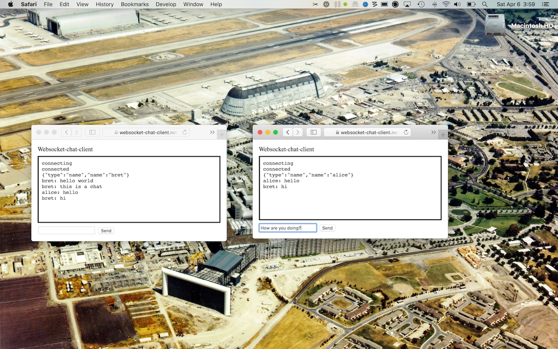 Screenshot of websocket client UI